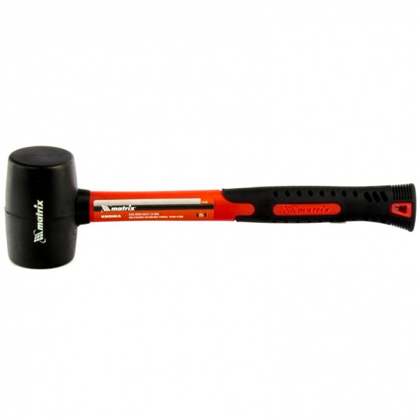 Киянка резиновая, 225 г, черная резина, фибергласовая рукоятка Matrix 11175
