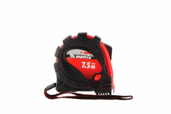 Рулетка Status Magnet 3 fixations,7,5 м х 25 мм,обрезиненный корпус,зацеп с магнитом Matrix 31006