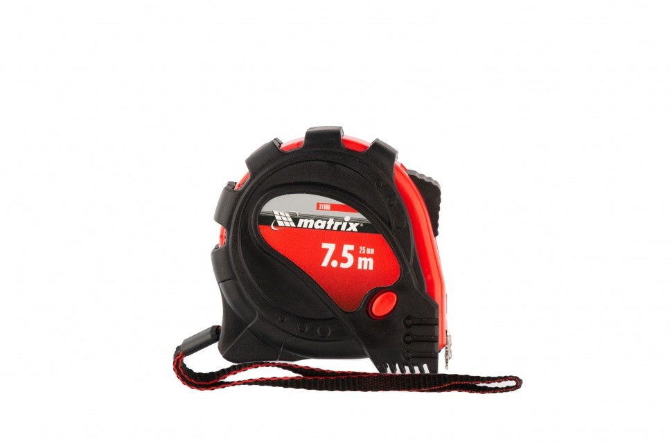 Рулетка Status Magnet 3 fixations,7,5 м х 25 мм,обрезиненный корпус,зацеп с магнитом Matrix 31006