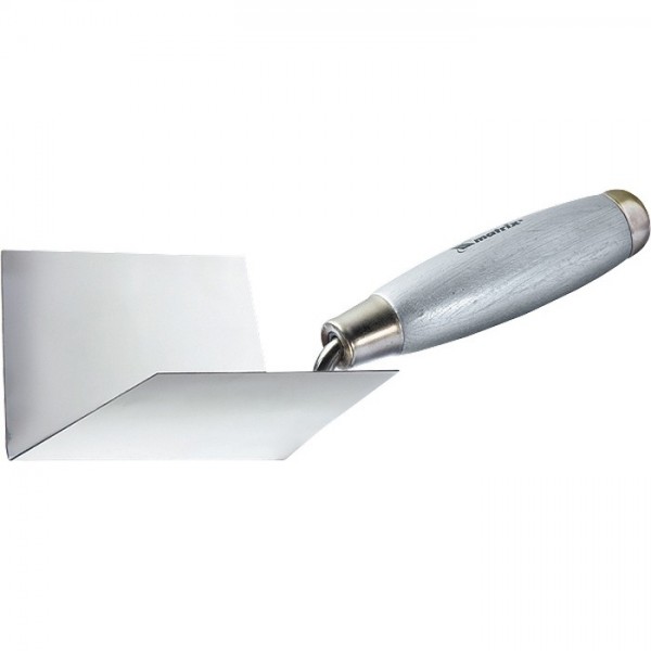 Мастерок из нержавеющей стали, 80 х 60 х 60 мм, для внутренних углов, деревянная ручка Matrix 86308