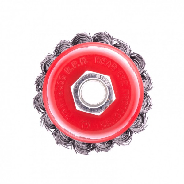 Щетка для УШМ, 65 мм, М14, чашка, крученая проволока 0.5 мм Matrix 74620