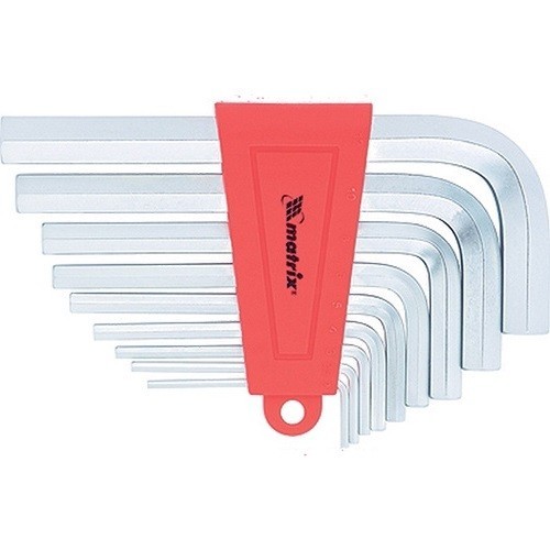 Набор ключей имбусовых HEX, 2-12 мм, CrV, 9 шт, короткие с сатинированным покрытием Matrix 12301