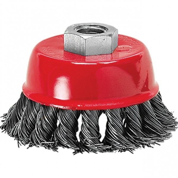 Щетка для УШМ, 75 мм, М14, чашка, крученая проволока 0.5 мм Matrix 74624