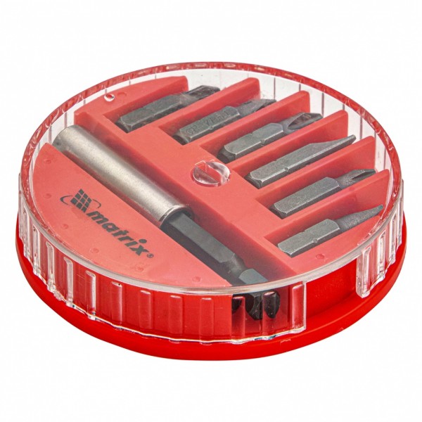 Набор бит, магнитный адаптер для бит, сталь 45Х, 7 предметов, пластиковый кейс Matrix 11392