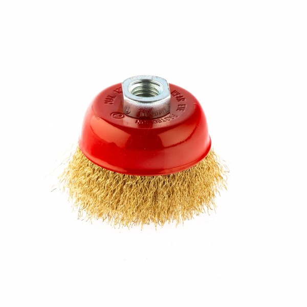 Щетка для УШМ, 75 мм, М14, чашка, латунированная витая проволока Matrix 74604