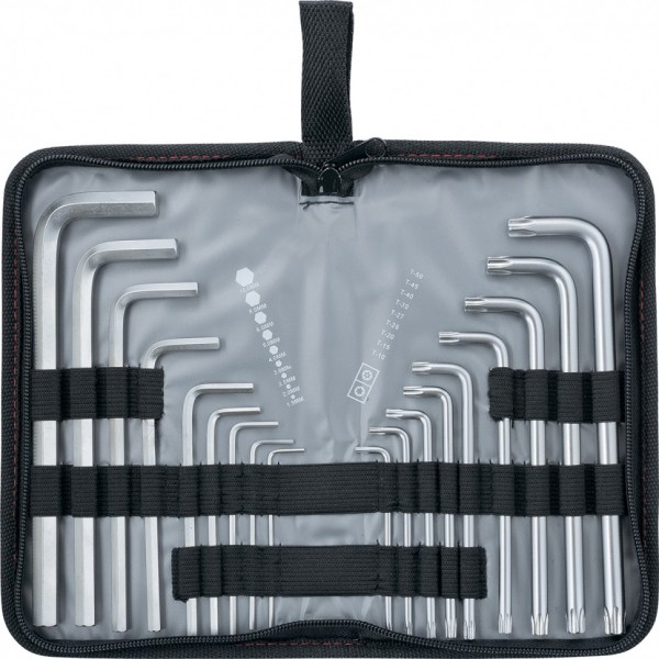 Набор ключей имбусовых HEX-Torx , 18 шт: HEX 1.5-10 мм, T10-T50, CrV, удлиненных, с сатиновым покрытием Matrix 12315