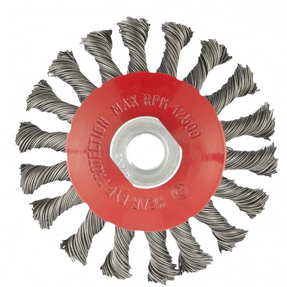 Щетка для УШМ, 125 мм, М14, тарелка, крученая проволока 0.5 мм Matrix 74611