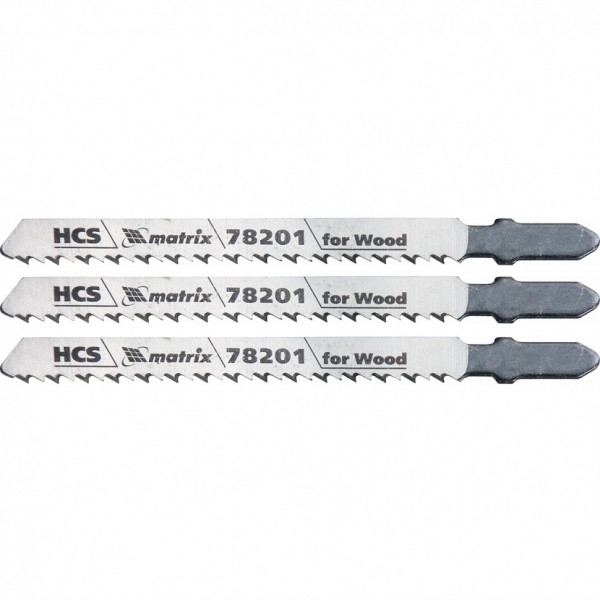 Полотна для электролобзика по дереву, 3 шт, T101B, 75 х 2.5 мм, HCS Matrix Professional 78201