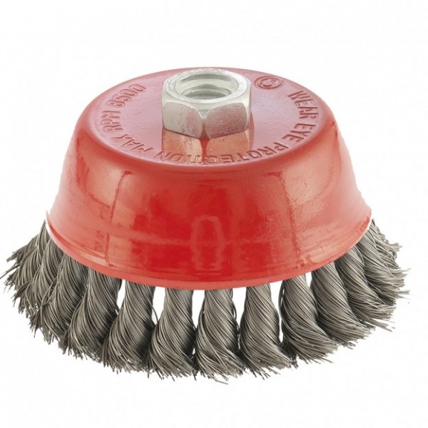 Щетка для УШМ, 100 мм, М14, чашка, крученая проволока 0.35 мм Matrix 74615