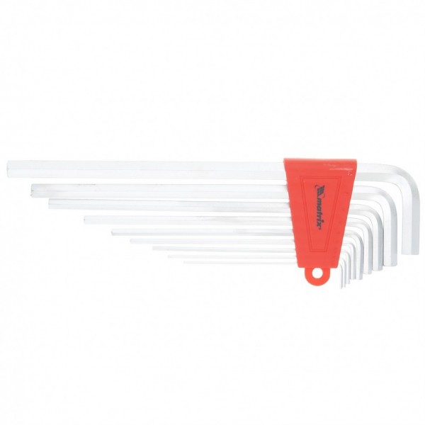 Набор ключей имбусовых HEX, 1.5-10 мм, CrV, 9 шт, экстра-длинные, сатин Matrix 16409