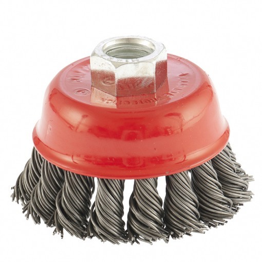 Щетка для УШМ, 65 мм, М14, чашка, крученая проволока 0.8 мм Matrix 74621