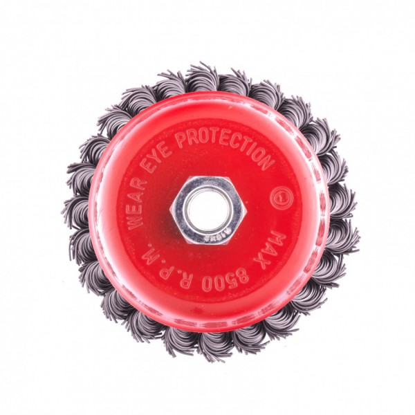 Щетка для УШМ, 100 мм, М14, чашка, крученая проволока 0.8 мм Matrix 74623