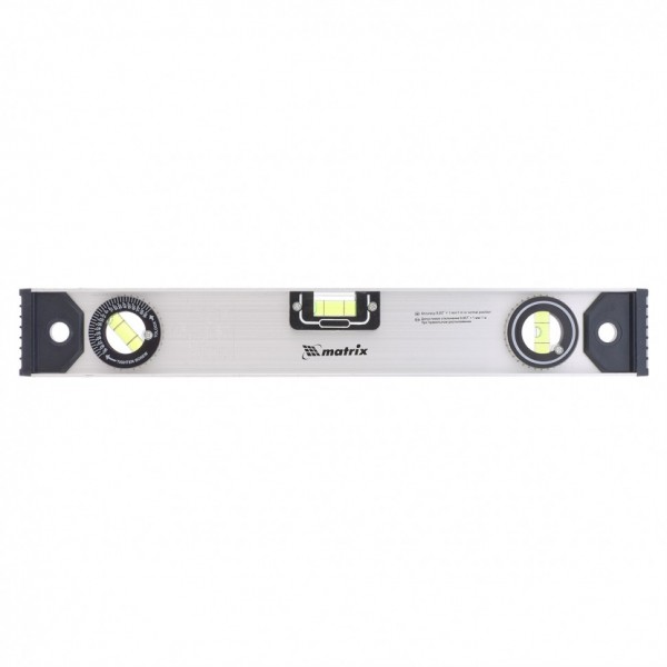 Уровень алюминиевый Рельс, 400 мм, 3 глазка (1 поворотный) Matrix 34020