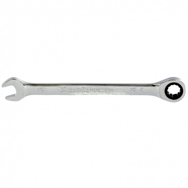 Ключ комбинированный трещоточный, 10 мм, CrV, зеркальный хром Matrix Professional 14803