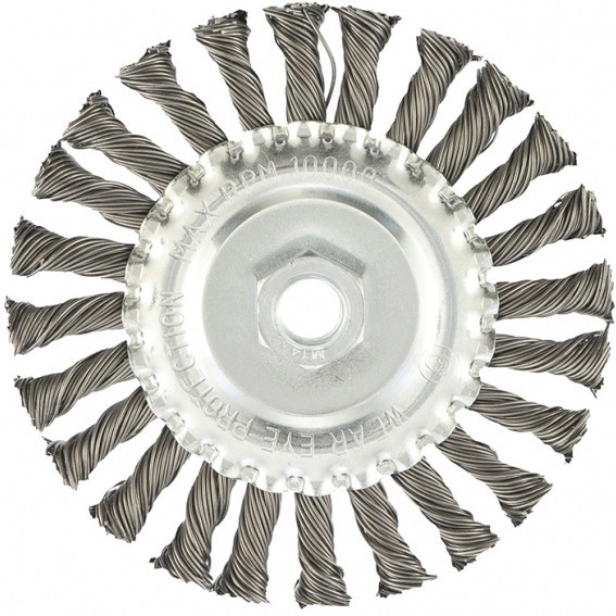 Щетка для УШМ 125 мм, М14, плоская, крученая проволока 0.8 мм Matrix 74644