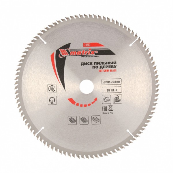 Пильный диск по дереву, 305 х 30 мм, 96 зубьев Matrix Professional 73287