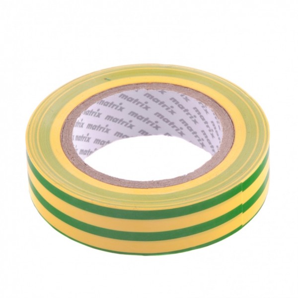Изолента ПВХ, 15 мм х 10 м, желто-зеленая, 150 мкм Matrix 88776