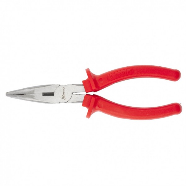 Длинногубцы изогнутые Econom, 180 мм, шлифованные, пластмассовые рукоятки Matrix 17495