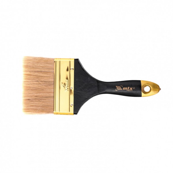 Кисть плоская Профи 4, натуральная щетина, деревянная ручка MTX 83155