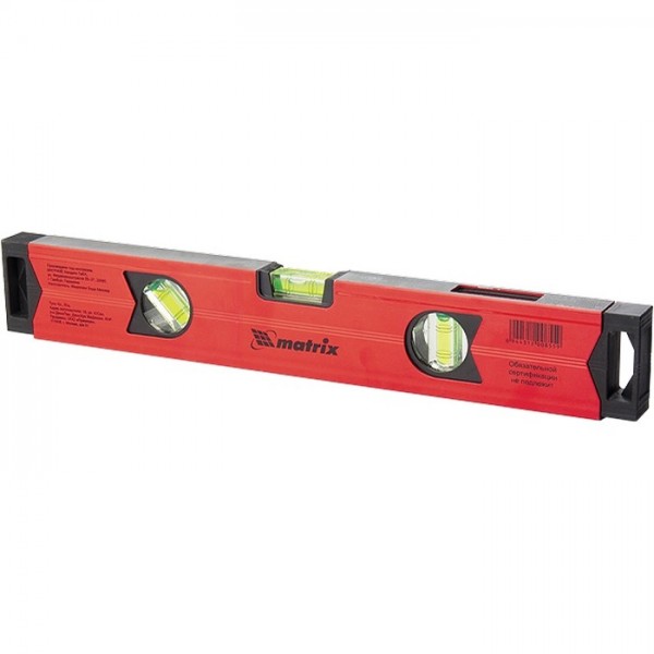 Уровень алюминиевый магнитный, 800 мм, фрезерованный, 3 глазка (1 зеркальный), усиленный Matrix 34708