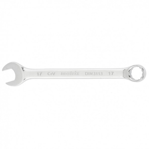 Ключ комбинированный, 17 мм, CrV, полированный хром Matrix 15161