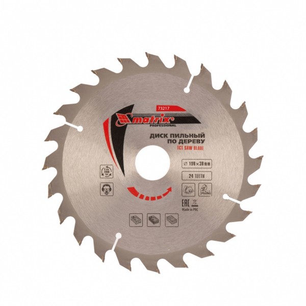 Пильный диск по дереву, 190 х 30 мм, 24 зуба Matrix Professional 73217