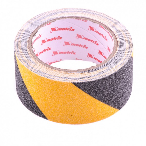 Лента клейкая противоскользящая, черно-желтая 50 мм x 5 м Matrix 88718