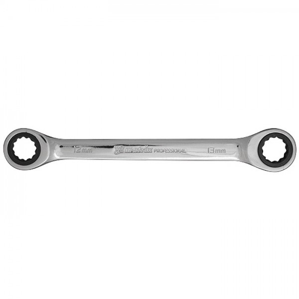 Ключ накидной трещоточный, 12 х 13 мм, CrV, зеркальный хром Matrix Professional 14503