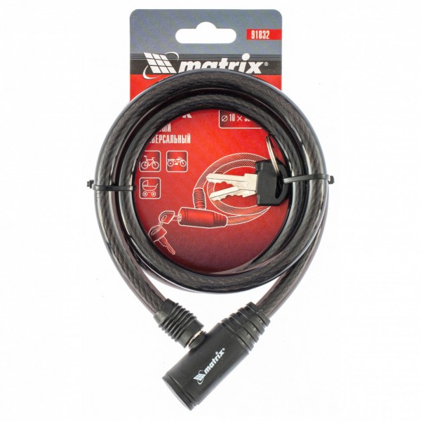 Замок тросовый универсальный, 10 х 960 мм Matrix 91832
