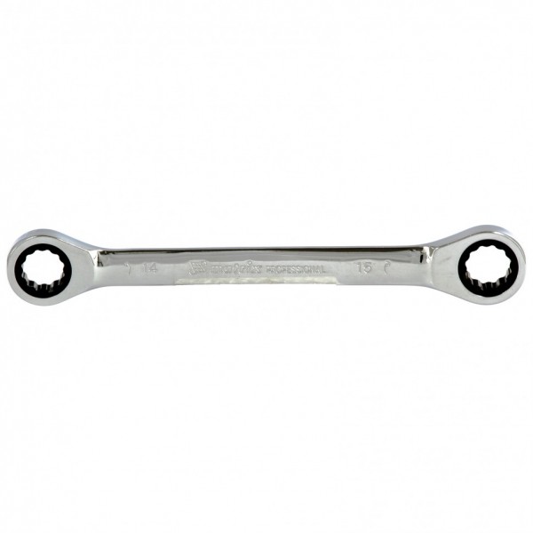 Ключ накидной трещоточный, 14 х 15 мм, CrV, зеркальный хром Matrix Professional 14504