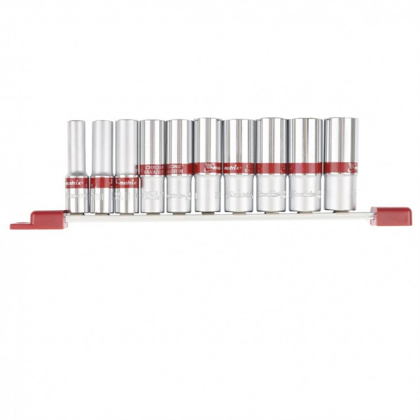 Набор удлиненных торцевых головок 3/8, шестигранные, CrV, 10 шт, 8-19 мм Matrix 13591