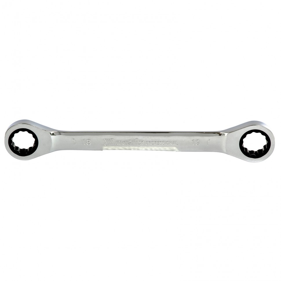 Ключ накидной трещоточный, 18 х 19 мм, CrV, зеркальный хром Matrix Professional 14507