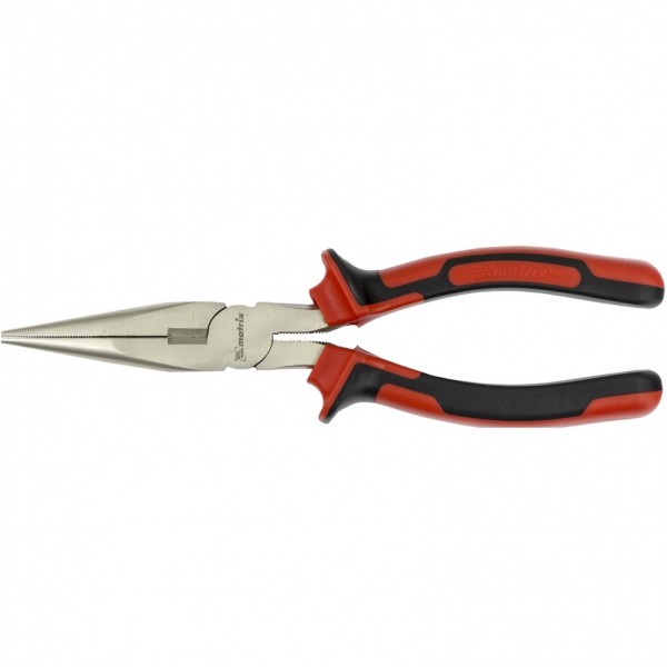 Длинногубцы прямые Nickel, 200 мм, никелированные, двухкомпонентные рукоятки Matrix 17168