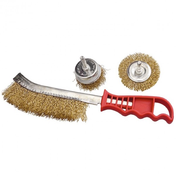 Набор щеток для дрели, 3 шт, 1 плоская, 65 мм, 50 мм чашка, ручная металлическая Matrix 74484