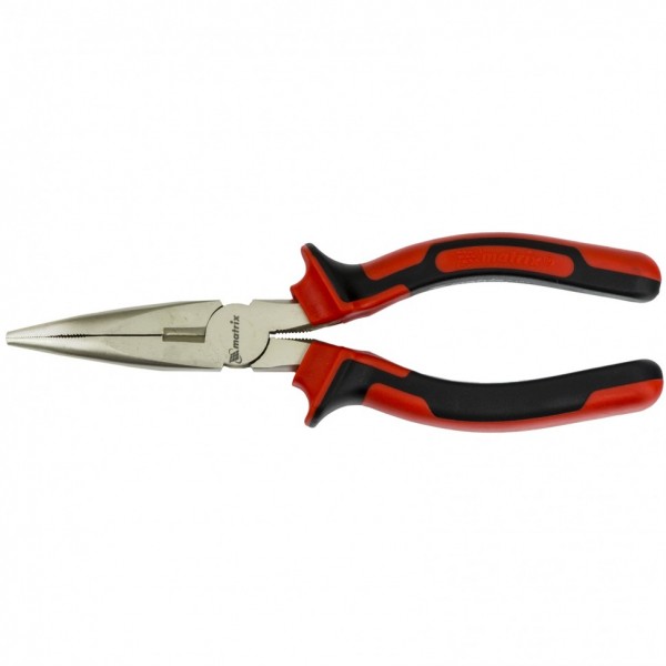 Длинногубцы изогнутые Nickel, 180 мм, никелированные, двухкомпонентные рукоятки Matrix 17422