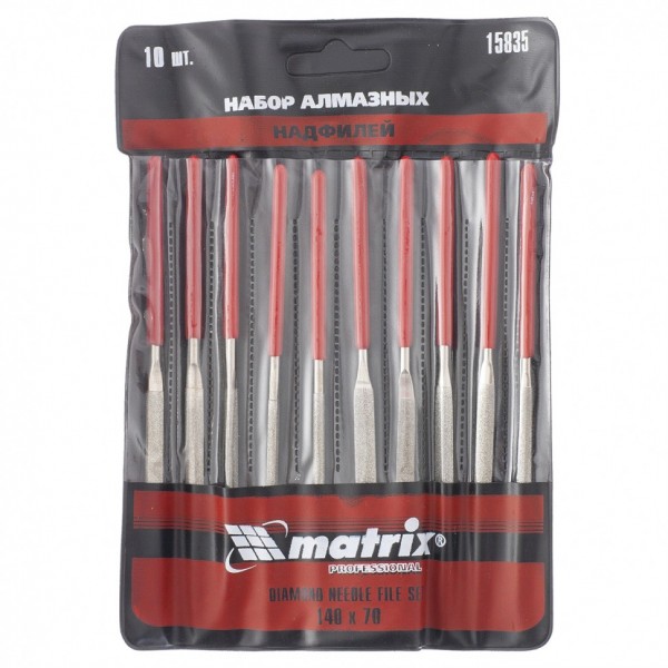 Набор надфилей алмазных 140 х 70 х 3 мм, 10 шт Matrix 15835