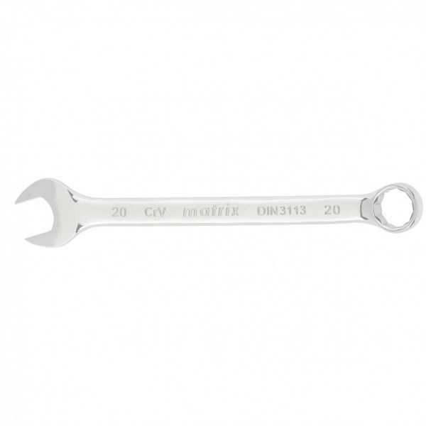 Ключ комбинированный, 20 мм, CrV, полированный хром Matrix 15164