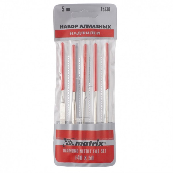 Набор надфилей алмазных, 140 х 50 х 3 мм, 5 шт Matrix 15830
