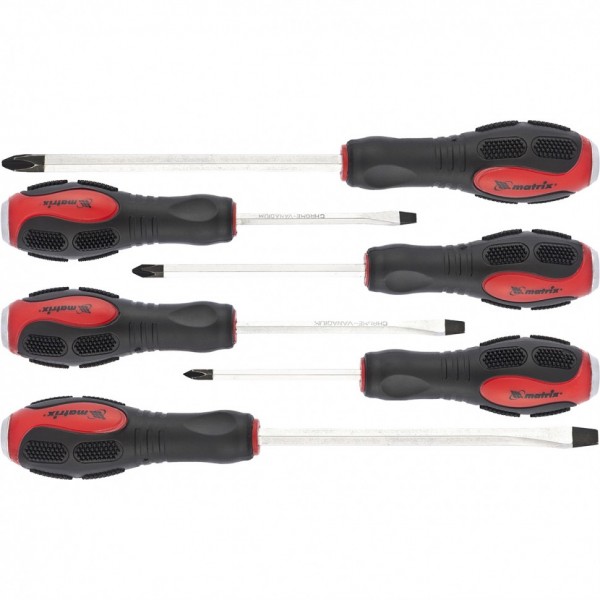 Набор ударных отверток 6 шт, PH1 х 75, PH2 х 100, PH3 х 150, SL5 х 75, SL6 х 100, SL8 х 150, CrV Matrix 19120