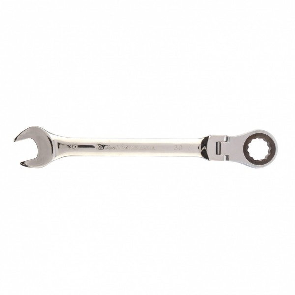 Ключ комбинированный трещоточный, 30 мм, CrV, шарнирный, зеркальный хром Matrix 14899