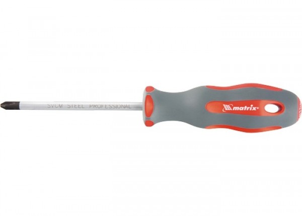 Отвертка Profi, SL4 х 75 мм, SVСM, двухкомпонентная рукоятка Matrix 11958