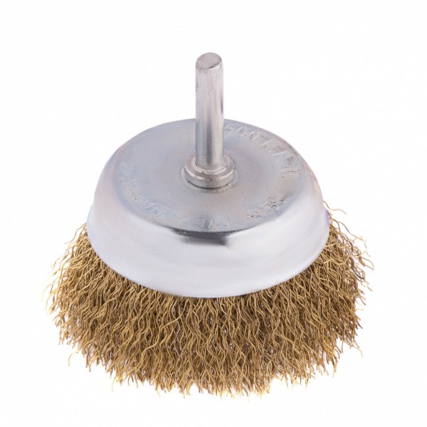 Щетка для дрели, 75 мм, чашка со шпилькой, латунированная витая проволока Matrix 74478