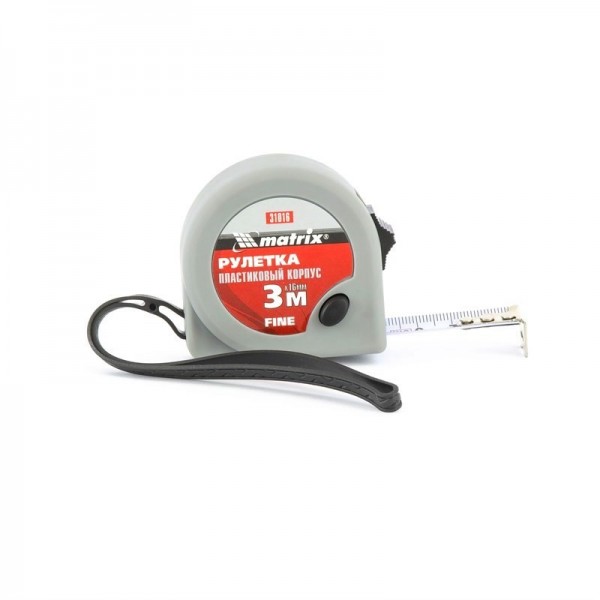 Рулетка Fine,3 м х 16 мм,пластиковый корпус Matrix 31016
