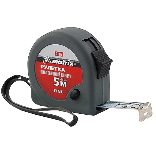 Рулетка Fine,5 м х 19 мм,пластиковый корпус Matrix 31017