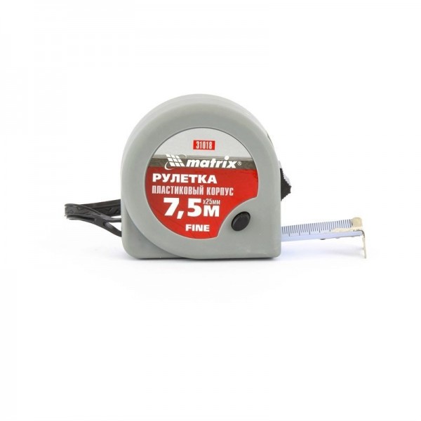Рулетка Fine,7,5 м х 25 мм,пластиковый корпус Matrix 31018