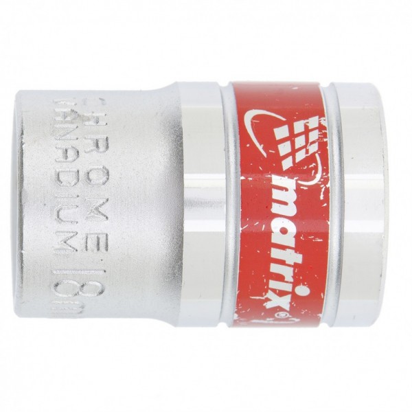 Головка торцевая, 18 мм, шестигранная, CrV, под квадрат 1/2, хромированная Matrix 13118