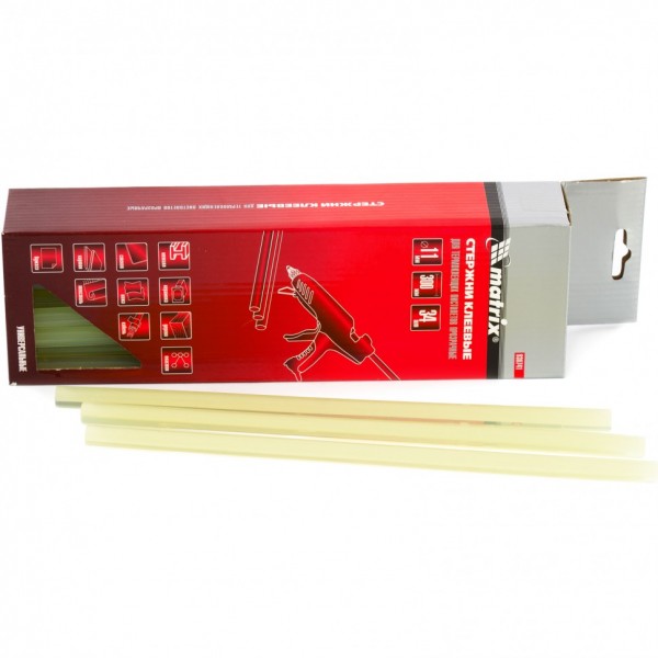 Стержни клеевые, 11 мм,   L-300 мм, 1 кг, прозрачный Matrix 930741