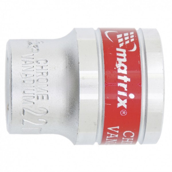 Головка торцевая, 22 мм, шестигранная, CrV, под квадрат 1/2, хромированная Matrix 13122