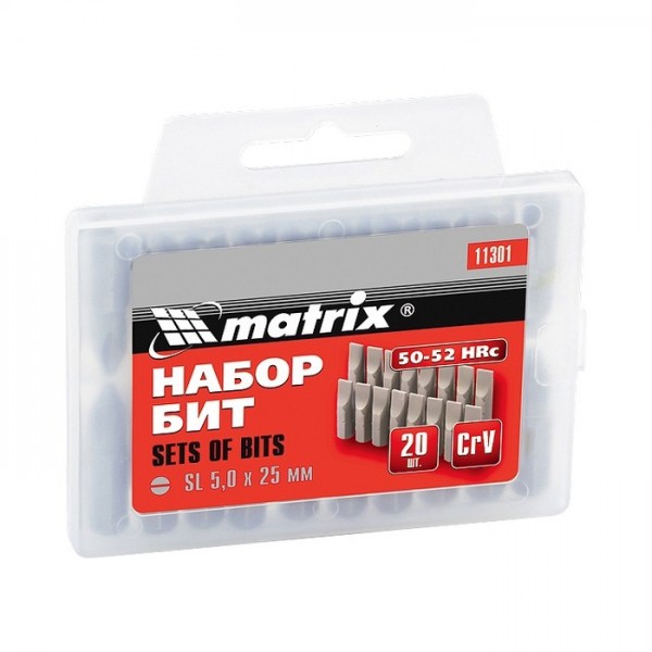 Бита PH2 x 25 мм, сталь 45Х, 20 шт, пластиковый бокс Matrix 11352