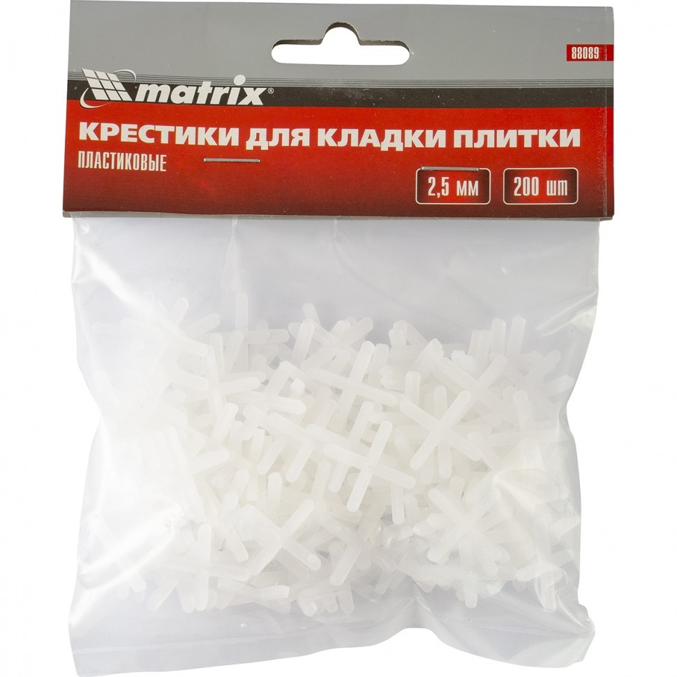 Крестики, 2.5 мм, для кладки плитки, 200 шт Matrix 88089